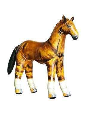 38" L, Inflatable Horse Toys, Golden Brown Blow-Up Horse Toy Figure for Decor
